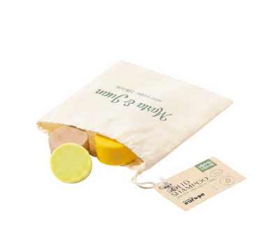 Champú vegano en bolsa de algodón personalizable